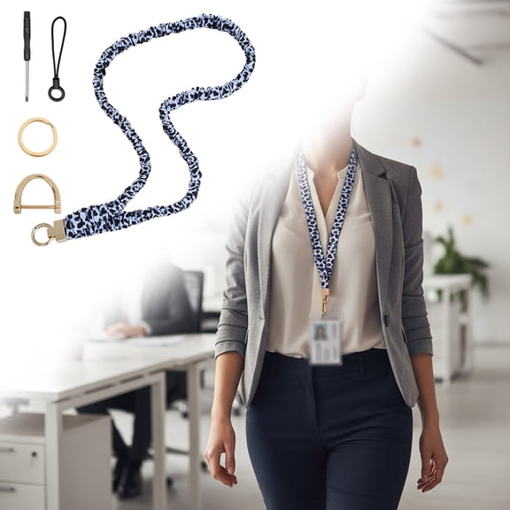 Clearance Under $3, 1 Pack Scrunchie Lanyard, Stretchy Fabric Neck Strap, ID Badge Holder with Metal Clip for Keys & Phone, for Office & Nurses, 90x2.5cm(F)