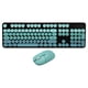 thumbnail image 1 of Combo de teclado y mouse inalámbricos, modo inalámbrico de 2.4 G, teclado retro punk de fácil manejo con mouse para juegos ajustable de 3 DPI, color azul combinado, 1 of 15