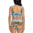 thumbnail image 3 of Kdxio Animals on Noah's Ark Floating Print Women's 2 Piece High Waisted Wrap Spaghetti Strap Summer Swimsuit Bikini Set-Small, 3 of 7