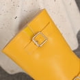 thumbnail image 4 of PiGOGI Women's Mid Calf Boots for Women Belt Buckle High Heel Waterproof Winter Casual Fashion Comfortable Boots Yellow 43, 4 of 6