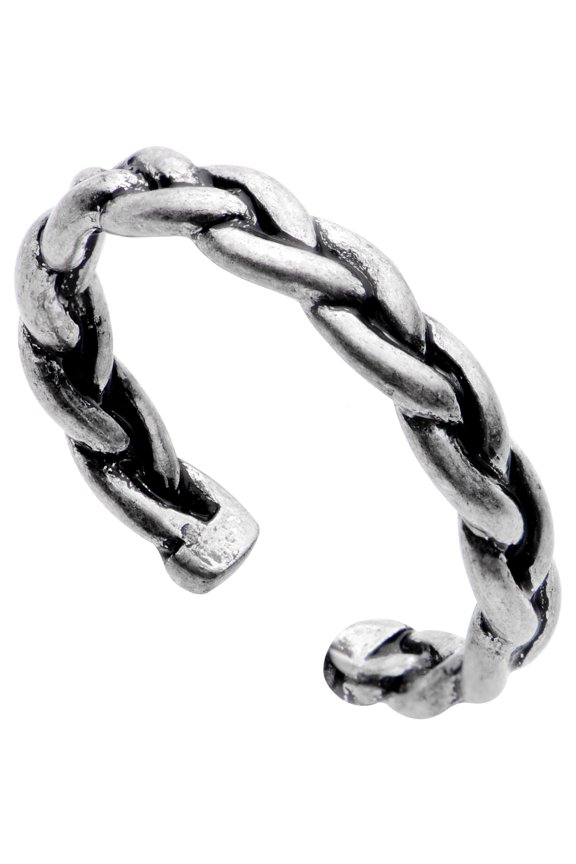 Silver Plated Braided Rope Toe Ring