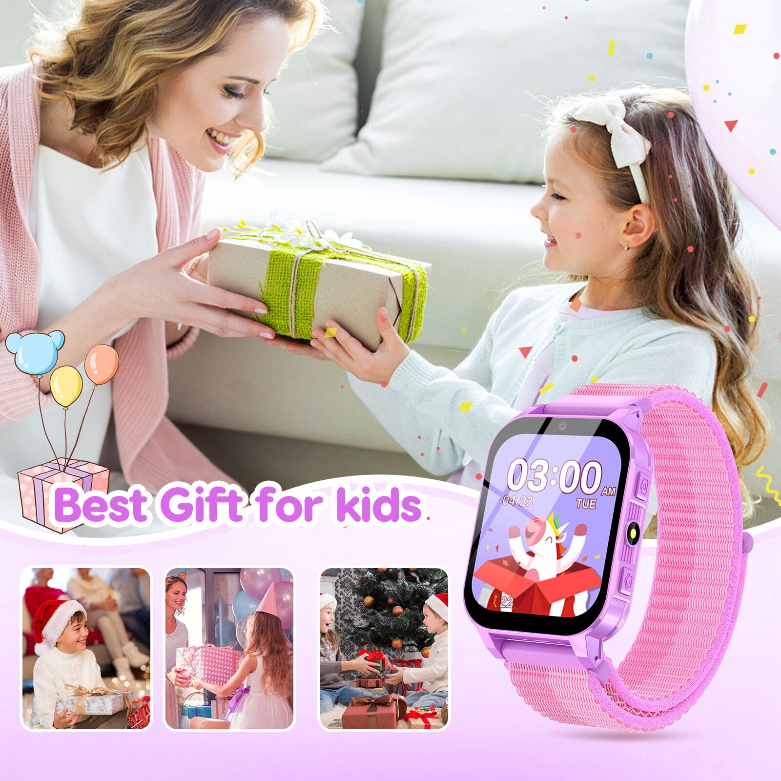 TOPCHANCES Kids Smart Watch for Boys Girls, Touch Screen Smartwatch with 30 Games, 140 Learning Cards, Storytelling, Camera, Video, Music Player, Pedometer (Purple)