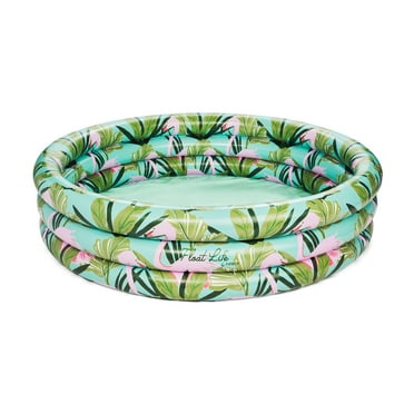 Float Life by Funboy Inflatable Round 3-Ring Swimming Pool, Flamingo, 65" Diameter, Children Ages 6 