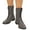 Grey, variant on Pandaie Women's Combat Boots Lace up Motorcycle Riding Ankle Booties Side Zipper Lug Sole Buckle Mid Calf Fall Winter Shoes Black 7.5