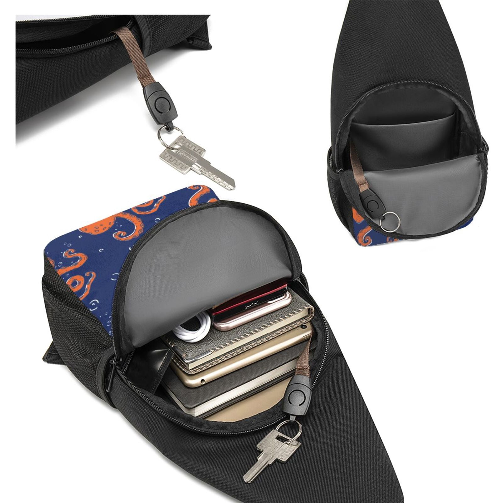 Xecao's Octopus Print Sling Bag: A Versatile Chest, Shoulder, and Crossbody Backpack for Casual Days Out, Perfect for Both Men and Women