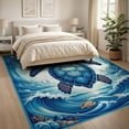 thumbnail image 3 of ODIKA 8'x10' Washable Area Rug Durable, Non-Slip Animals Turtle Symmetrical Ocean Wave Border Nautical Motif Scattered for Living Room, Under Sectional, Family, 3 of 7