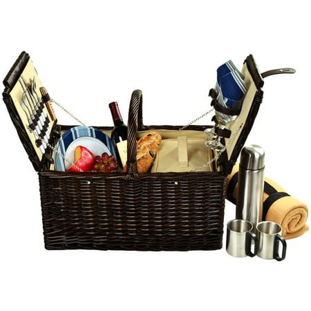 Picnic At Ascot Surrey Picnic Basket  with Blanket and Coffee Flask for