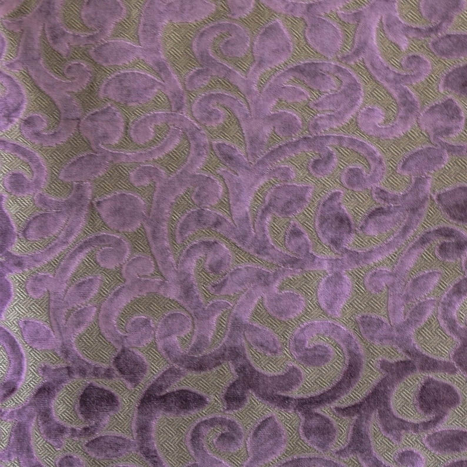 Fabric Mart Direct Purple, Base Color - Beige Fabric by the Yard, 54 inches or 137 cm Width Purple Velvet Fabric, 7 Continuous Yards Jacquard Velvet Fabric, Upholstery Fabric For Curtains, Pillows