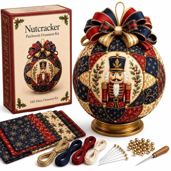 Christmas Classics Patchwork Ornament DIY Kit, Quilted Tree Fabric