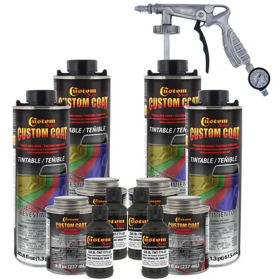 Custom Coat 34052 USMC Dark Olive Drab T71 Urethane Spray-On Truck Bed Liner, 1 Gallon Kit with Spray Gun