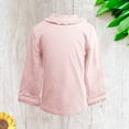 thumbnail image 2 of Kidsy Girls Frilled Neck And Cuffs Peruvian Cotton T-Shirt – Long Sleeve, Crewneck – Tickled Pink, 6, 2 of 4