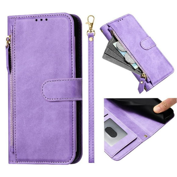 Filp Case for UMIDIGI G9 5G Zipper Pocket Magnetic Flip Wallet Phone Case with 7 Card Slots and Wrist Strap