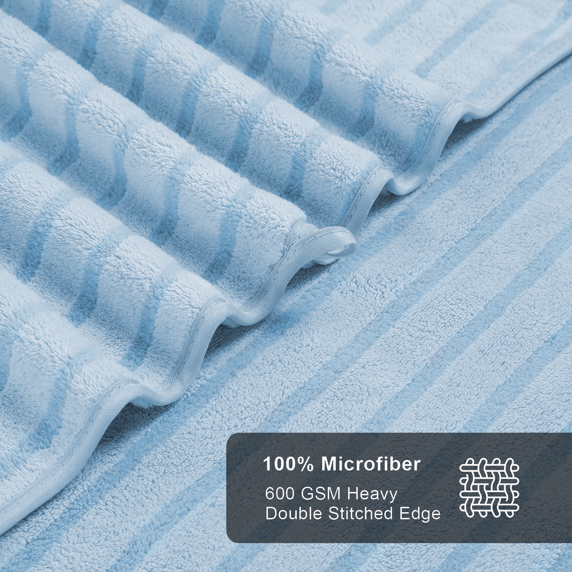 Jessy Home 8 Pcs Blue Bicolor bar Stripe Large Bath Towels Set 2 Oversized Bathroom Towels, 2 Hand Towels, 4 Washcloths