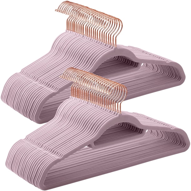 Colgador de ropa SONGMICS de terciopelo, juego de 50 unidades, color violeta