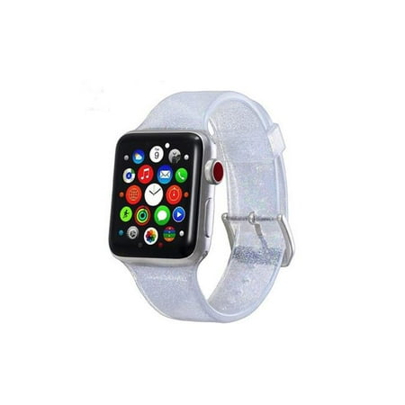 Tech Elements EW-AWGT142-SV 42 mm Silicone Bling Glitter Band with Buckle Closure Version for Apple Watch - Silver