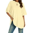 thumbnail image 2 of Vetement Femme ete 2025 Women Crew Neck Fitted Shirt Basic Tops Short Sleeves Summer T Shirt Tops Classic T Tee Tee for Women Pack 2 Sleeve Long Sleeve Shirts Tall Casual Women's Women's Summer XXL, 2 of 4