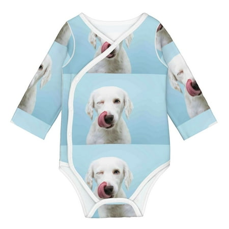 

Matuu Puppy Licks Nose for Baby Long-Sleeve Bodysuit Soft Cotton Comfortable and Breathable Perfect for Newborns and Infants
