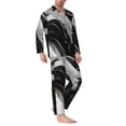 thumbnail image 2 of Daiia Fluid Black White Paint Swirls for Men's Long-Sleeved Pajama Set – Soft & Comfortable Sleepwear Button-Up Pajamas Cozy Lounge Wear-, 2 of 7