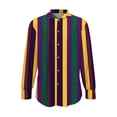 thumbnail image 4 of LEKWK Mardi Gras Shirts for Women Beaded Chain Stripe Button Down Blouses & Button-Down Shirts Long Sleeve Lapel Neck Casual Daily Wear, 4 of 5