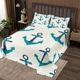 thumbnail image 2 of YST Nautical Anchors Quilt Set Queen Sea Adventure Bedspread Set For Young Vintage Hand Drawn Ocean Theme Coverlet Set Cartoon Geometric Blue Bed Set, 2 of 5