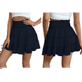 thumbnail image 4 of Womens Summer Flowy High Waist Ruffle Casual Cute Boho Beach Short Skirts Built-in Shorts Navy Blue XL, 4 of 8