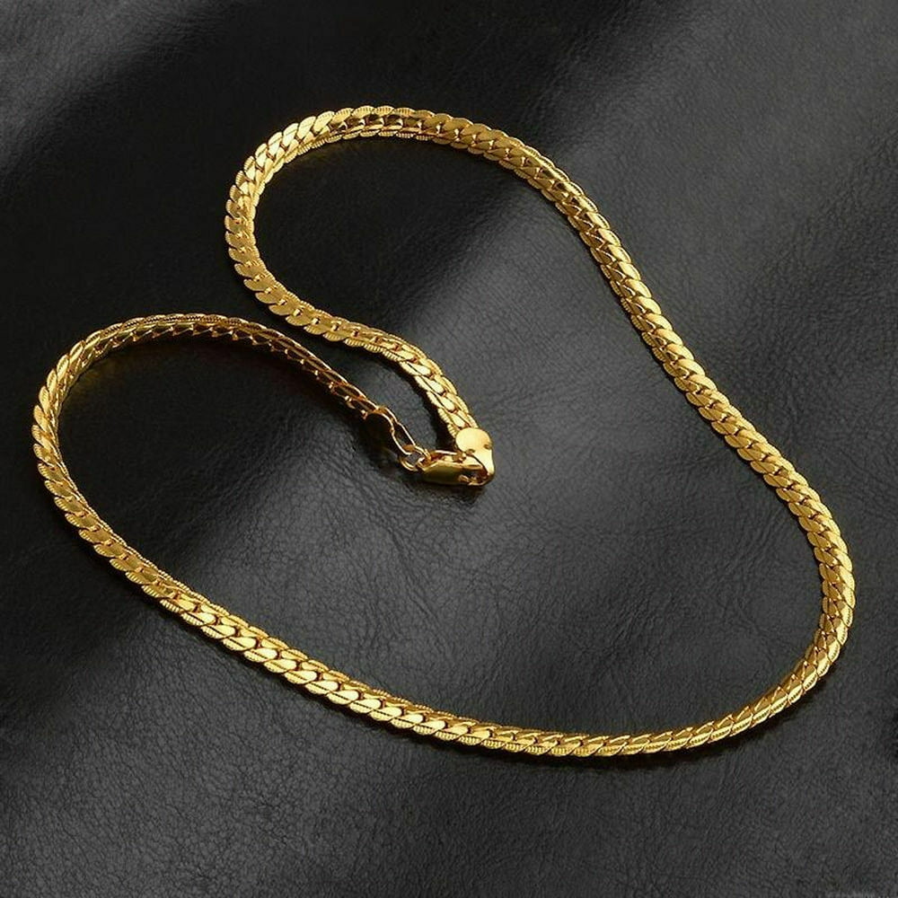 Meihuida Women Mens Jewelry Solid 18K Yellow Gold Plated Snake Chain