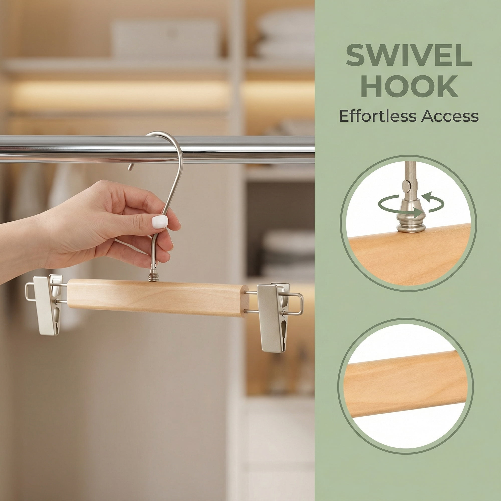 Unique Bargains 2Pcs Wood Nonslip Space Saving Clothes Hangers Natural 12.6inch
