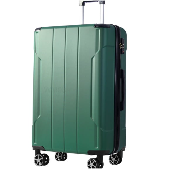 28 Inch Expandable Checked Luggage, Lightweight ABS Hardshell Suitcase with TSA Lock, Double Wheels - Green