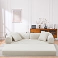 thumbnail image 4 of Leumius 4‑in‑1 Futon Sofa Bed,Modular Corduroy Sofa Couch with Fixed-Shape Frame & Removable Armrests,Folding Mattress Couch for Living Room, Office, Apartment,Beige, 4 of 7