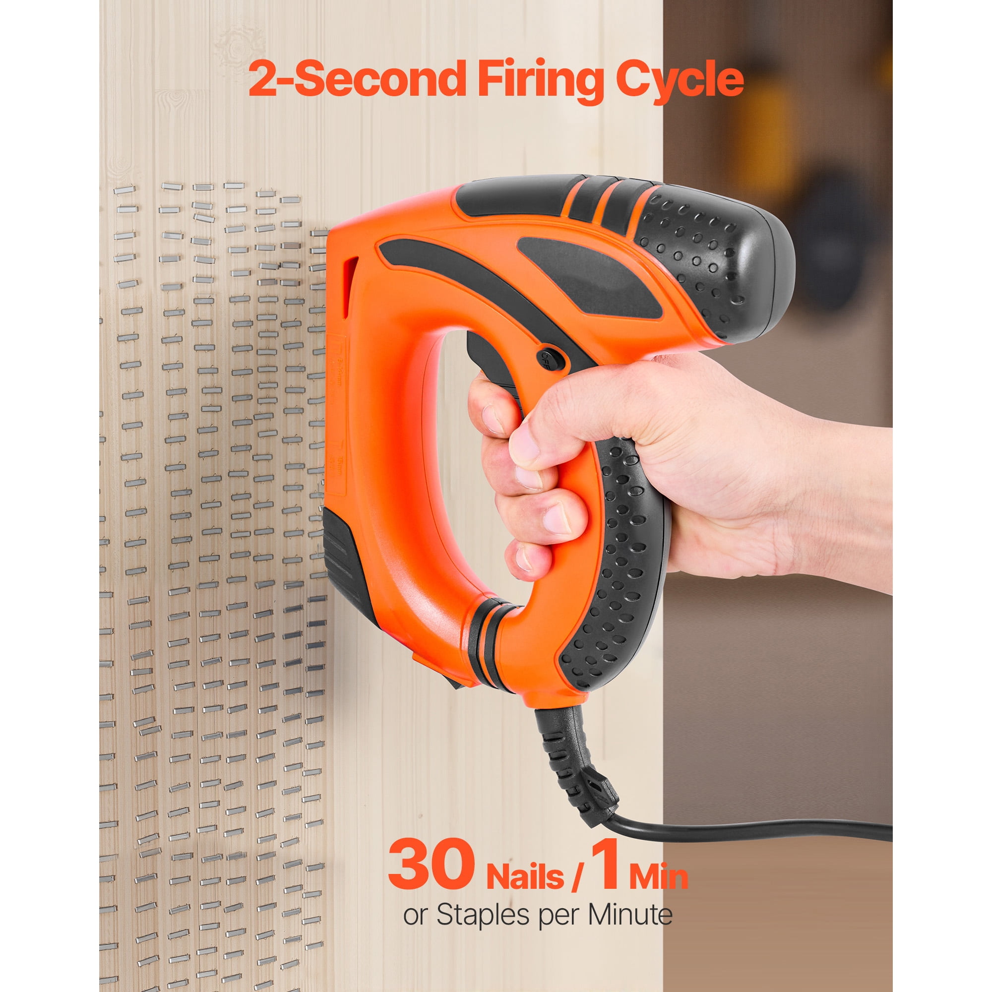 KFFKFF Electric Nail Gun, 2-in-1 Stapler and Brad Nailer, 18 Gauge 5/8 inch, Includes 1000 Staples and 1000 Nails, Non-Slip Rubber Handle, Ideal for Woodworking and DIY Applications