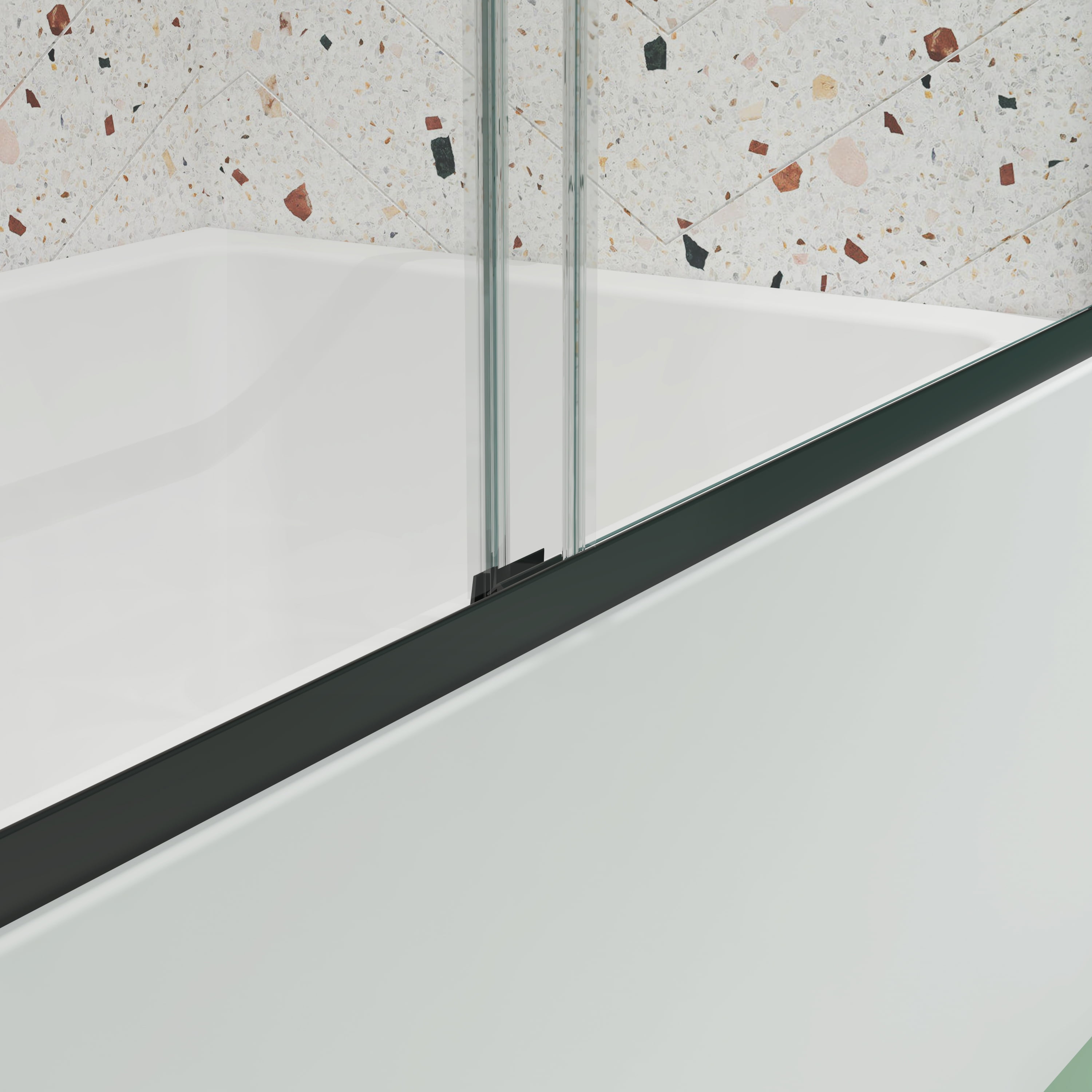 MAYEERTY 50-54"W x 70"H Double Sliding Shower Bypass Door, Tempered Glass & Stainless Steel Handle, Matte Black