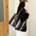 thumbnail image 6 of JeashCHAT Canvas Striped Tote Bag for Women, Large Capacity Shoulder Bag Handbag, Ladies Fashionable Casual Crossbody Bag for Travel, Work, 6 of 9