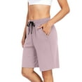 thumbnail image 2 of Cadmus Women's Casual Comfy 9" Bermuda Shorts Yoga Walking Running Drawstring Shorts with Pockets, 2 of 7