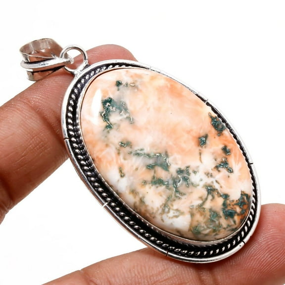 Scolecite Gemstone Handmade Ethnic Antique Design Pendant Jewelry 2.5" SA 9266