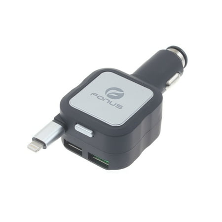Iphone 5c Verizon 4.8Amp Retractable Car Plug-in DC Charger USB 2-Port for T-Mobile iPhone 5C - Verizon iPhone 5C - Sprint iPhone 5C - Sprint iPhone 5 - Verizon iPhone 5 - AT&T iPhone 5 - T-Mobile iPhone 5 ()