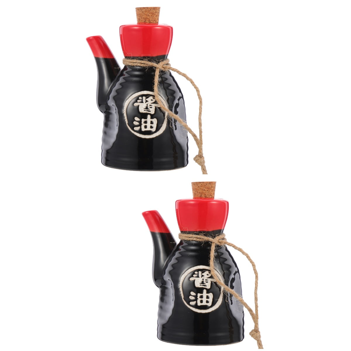 Set of 2 Vinegar Bottle Wine Pour Syrup Spice Bottles Sauce Containers Black