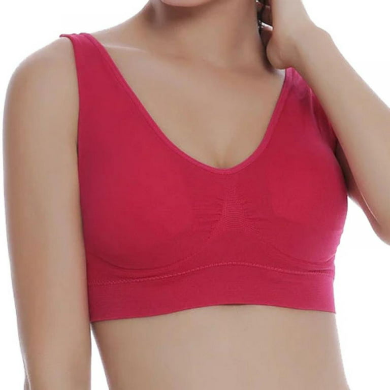 Women Plus Size Solid Color Wire-Free Sport Bra with Pads 2XL 3XL