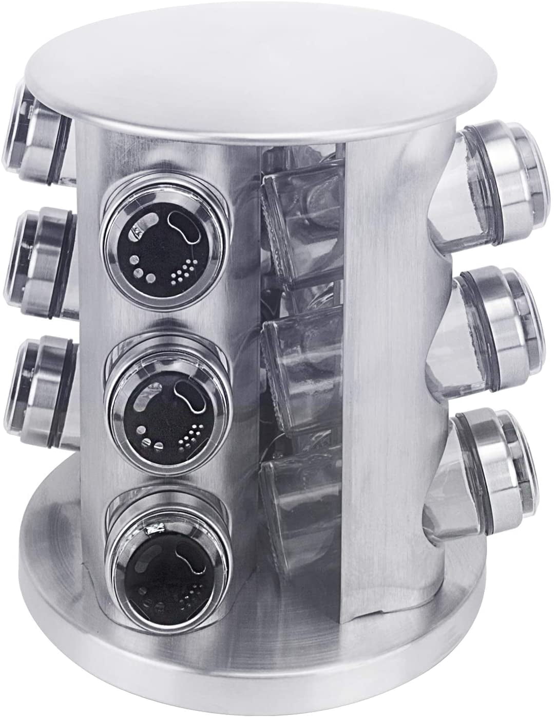 Buy Stainless Steel Revolving Spice Rack 12 Glass Jars Bottles Shakers ...