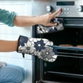 thumbnail image 2 of Blue Pioneer Flower Kitchen Oven Mitt and Pot Holder Sets 4 Pcs for Baking, Cooking and Grilling, Heat Resistant Up To 392 °F, 2 of 7