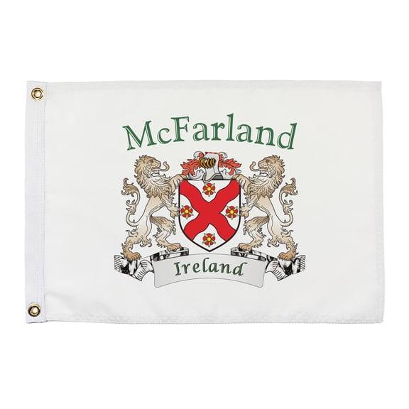 McFarland Irish Coat of Arms Small White Flag - 16"x10.5" inches