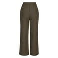 thumbnail image 7 of CFLVAEK Dressy Casual Pants for Women Loose Fit Straight Wide Leg Trousers with Pockets Comfy Button Elastic Waist Slacks for Office Work Brown XL, 7 of 7