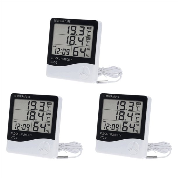 3X Termómetro Digital para Interiores Higrómetro Doméstico, Monitor de Temperatura Exterior Preciso, Termómetro Indicador de Indicador de Humedad