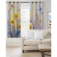 thumbnail image 2 of Blue Yellow Dragonfly Blackout Curtains for Bedroom Living Room Darkening Curtains 54 Inch Long Watercolor Spring Flower Short Curtain for Small Window Treatment Insulated Grommet Drapes 42"x54"x2, 2 of 9