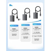 Lemorele USB A/Type-C to Dual HDMI Video Converter,Triple Display HDMI Adapter for MacBook & Windows, 1080P Hub Supported Mac OS MST,Laptop Audio/Video Adapter Aluminum