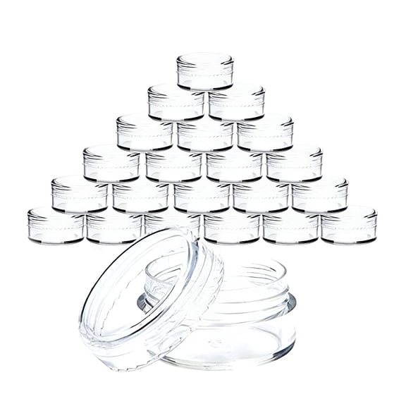ACDANC 100-Pack Small Clear Plastic Sample Jars with Lids | 1oz Empty Containers for Creams & Cosmetics | Travel-Friendly Mini Storage