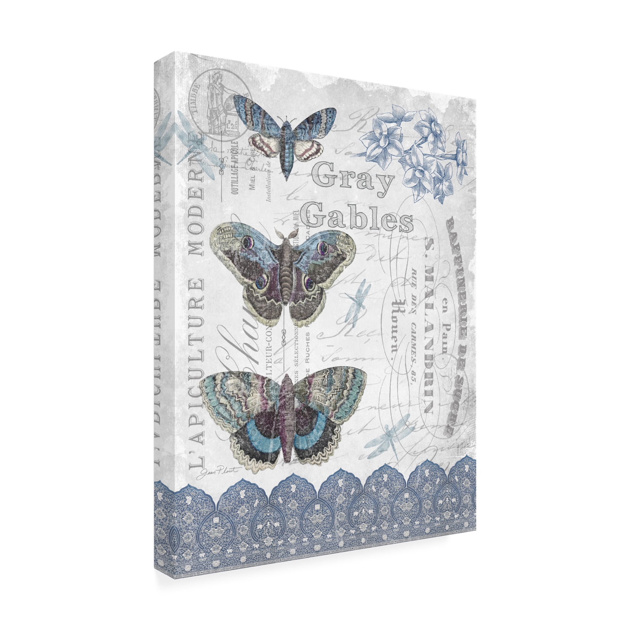 Canvas Wall Art - Jean Plout 'Vintage Moth Collage' Wall Art for Living Room, Bedroom, or Office Décor by Trademark Fine Art - 18 x 24 Inches