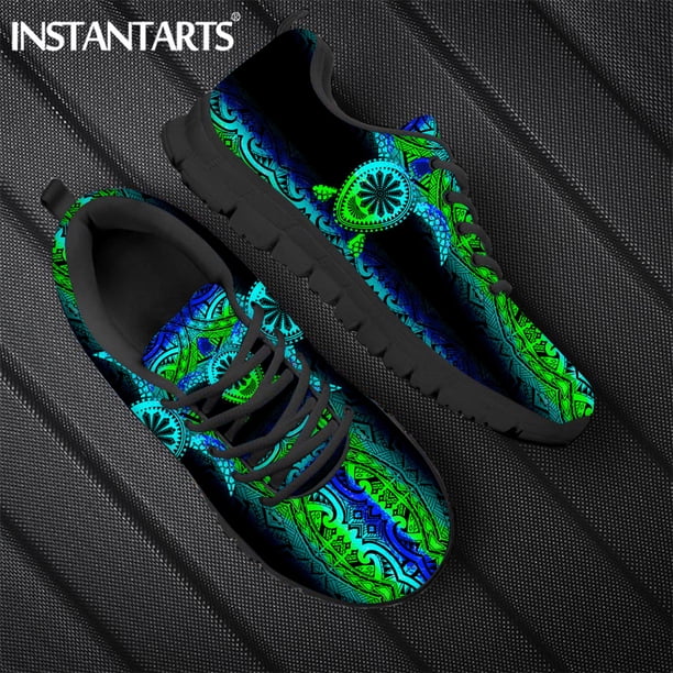 Zapatillas planas para hombre, con estampado tribal polinesio de tortuga, informales, con cordones, transpirables, para caminar