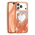 thumbnail image 2 of TECH CIRCLE Cute Embossed Butterfly Glitter Phone Case for iPhone 13 Pro (6.1", 2021) with Makeup Mirror,  Anti-Scratch Tempered Glass Shock-absorbing TPU Protective Bling Cover for Women, Orange, 2 of 6
