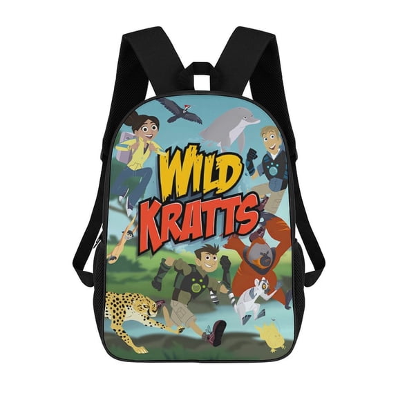 Lightweight Daypack Large Capacity Wild Cartoon Kratts Backpack Travel Work Back Pack 17 Inch Bookbag Laptop Bag