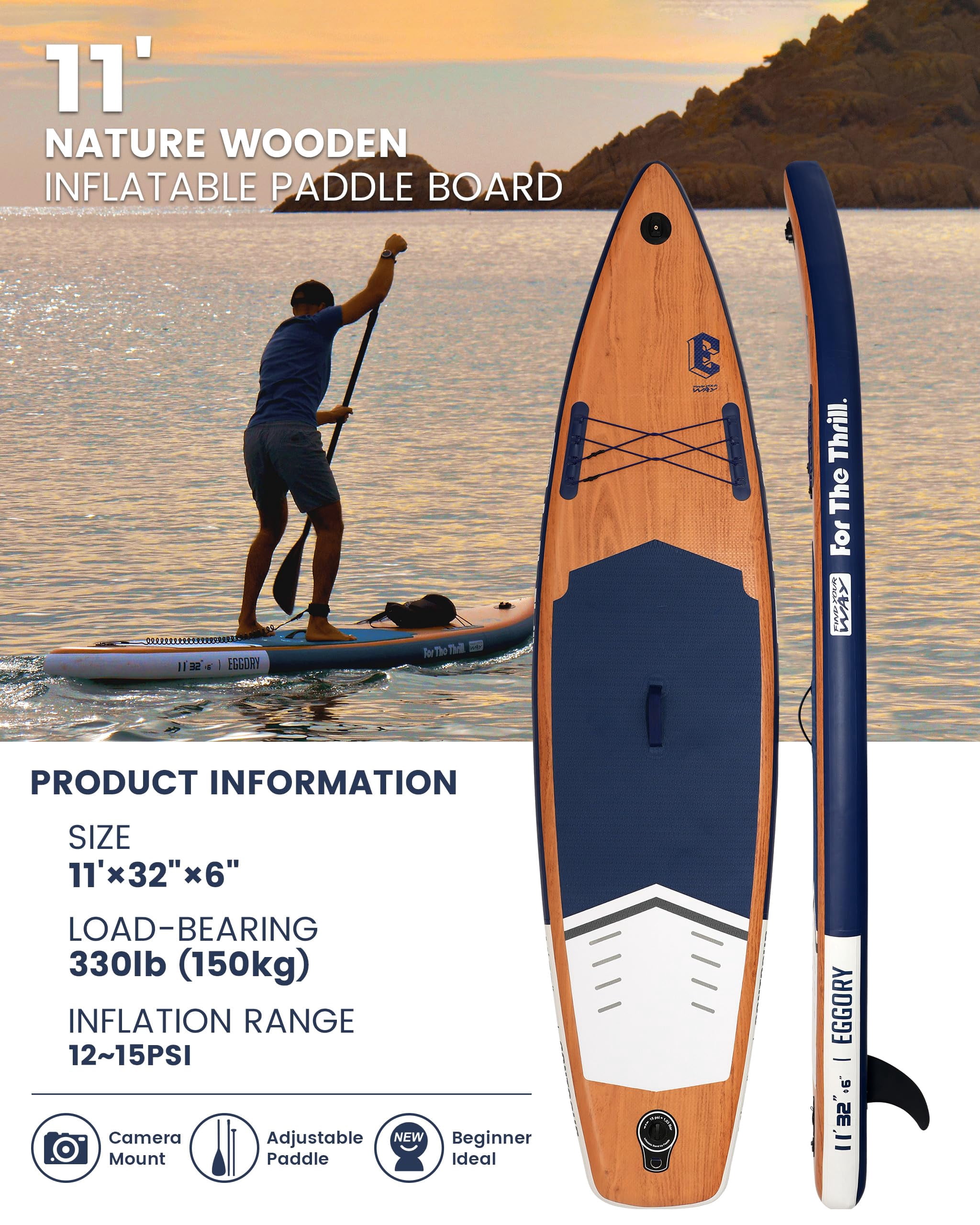 EGGORY Inflatable Paddle Boards 11ft Stand up Paddle Boards with Premium SUP Paddle Board Accessories for Youth & Adults